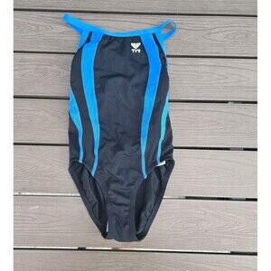 TYR DuraFast Alliance Diamondfit 1 Pc Black/blue Youth Girl Sz 24 New No Tag